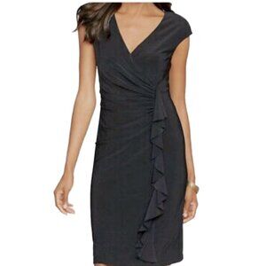 🆕 AMERICAN LIVING side draped ruched black Dress Size 4